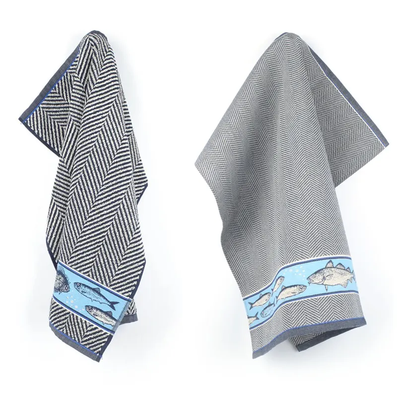 Bunzlau Castle Handdoek-Theedoek Fish Dark Blue