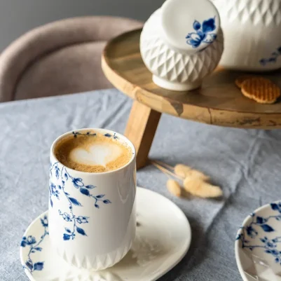 Heinen Delfts Blauw Vouw Cappuccino