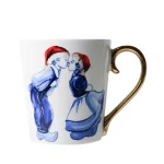 Heinen Delfts Blauw Mok Kuspaar Kerst