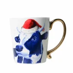 Heinen Delfts Blauw Mok koe kerst